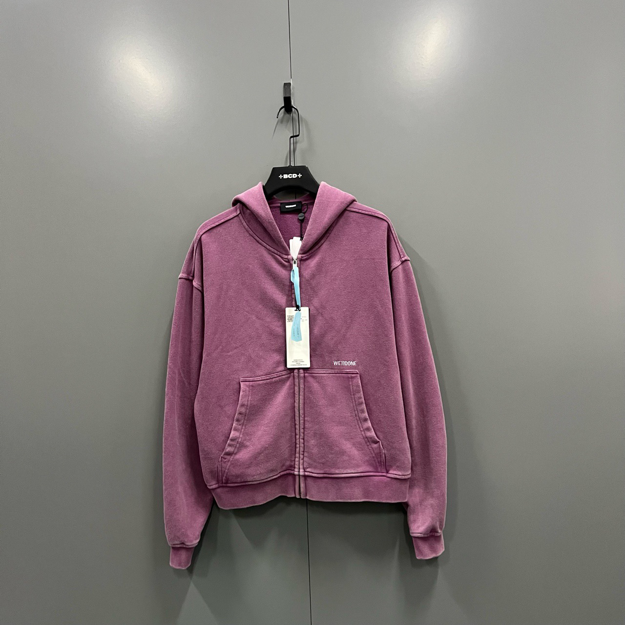 95新 WE11 DONE （cc）粉紫色刺绣小logo拉链帽衫 S码