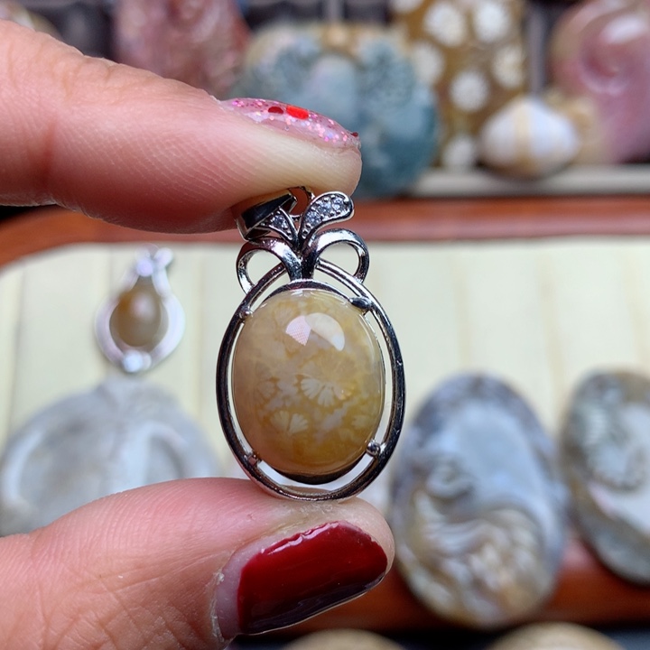 硅化珊瑚（珊瑚玉）颈饰未镶嵌