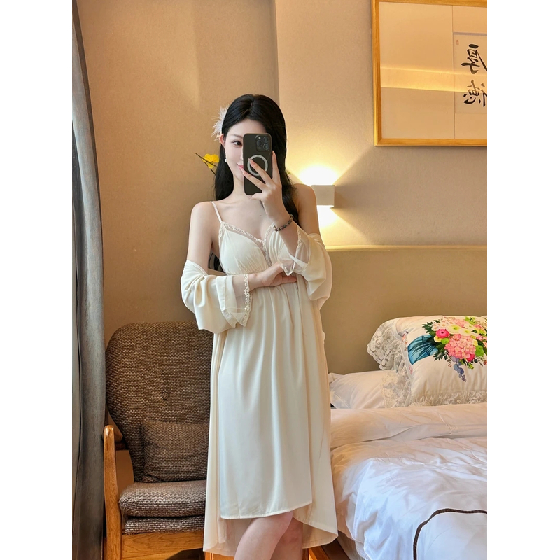DUOSU 朵粟 睡美人荷 高货醋酸丝睡裙蕾丝气质