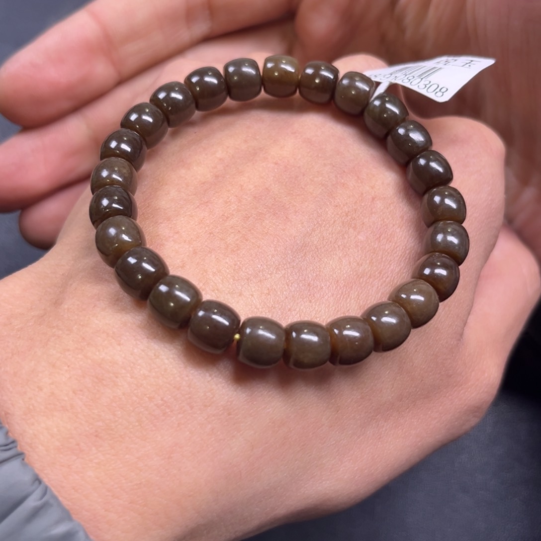 和田玉手链未镶嵌多样性直切珠卡8新疆满糖彩