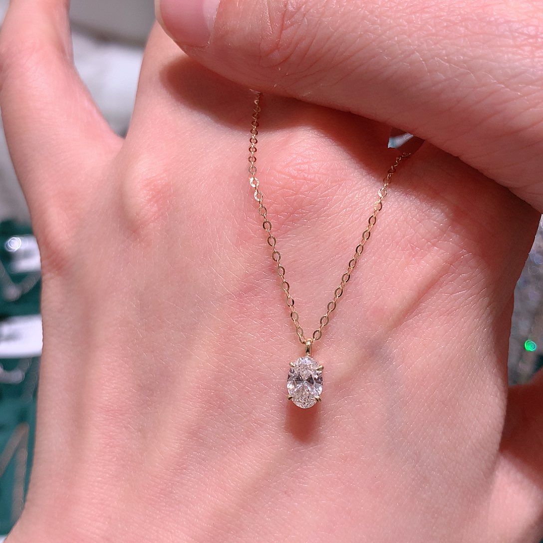 合成钻石项链18K金镶嵌