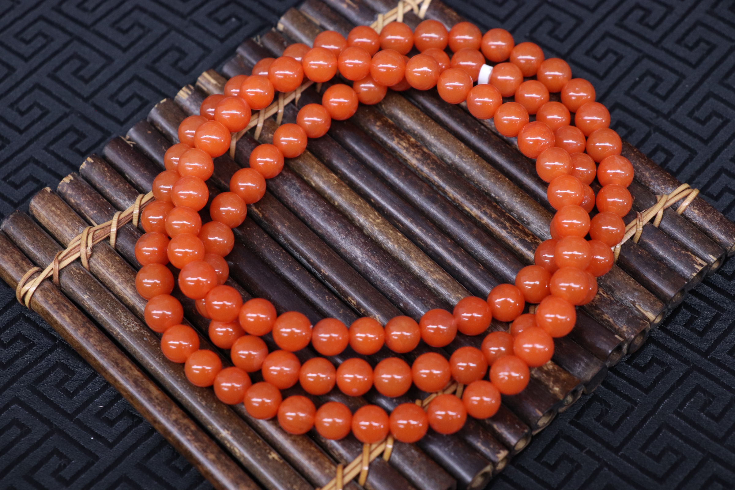 1原矿无优化天然南红保山冷水河多圈7mm左右手工珠介意慎拍