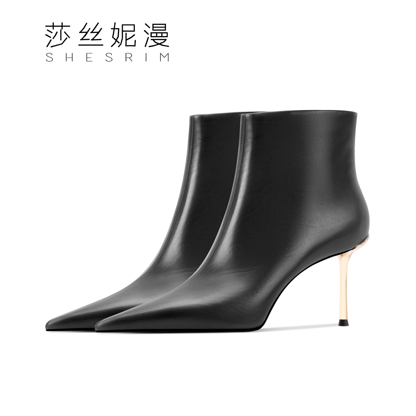 192-2025年冬新款尖头气质高跟女冬季短靴尖头靴绒里靴子时装靴