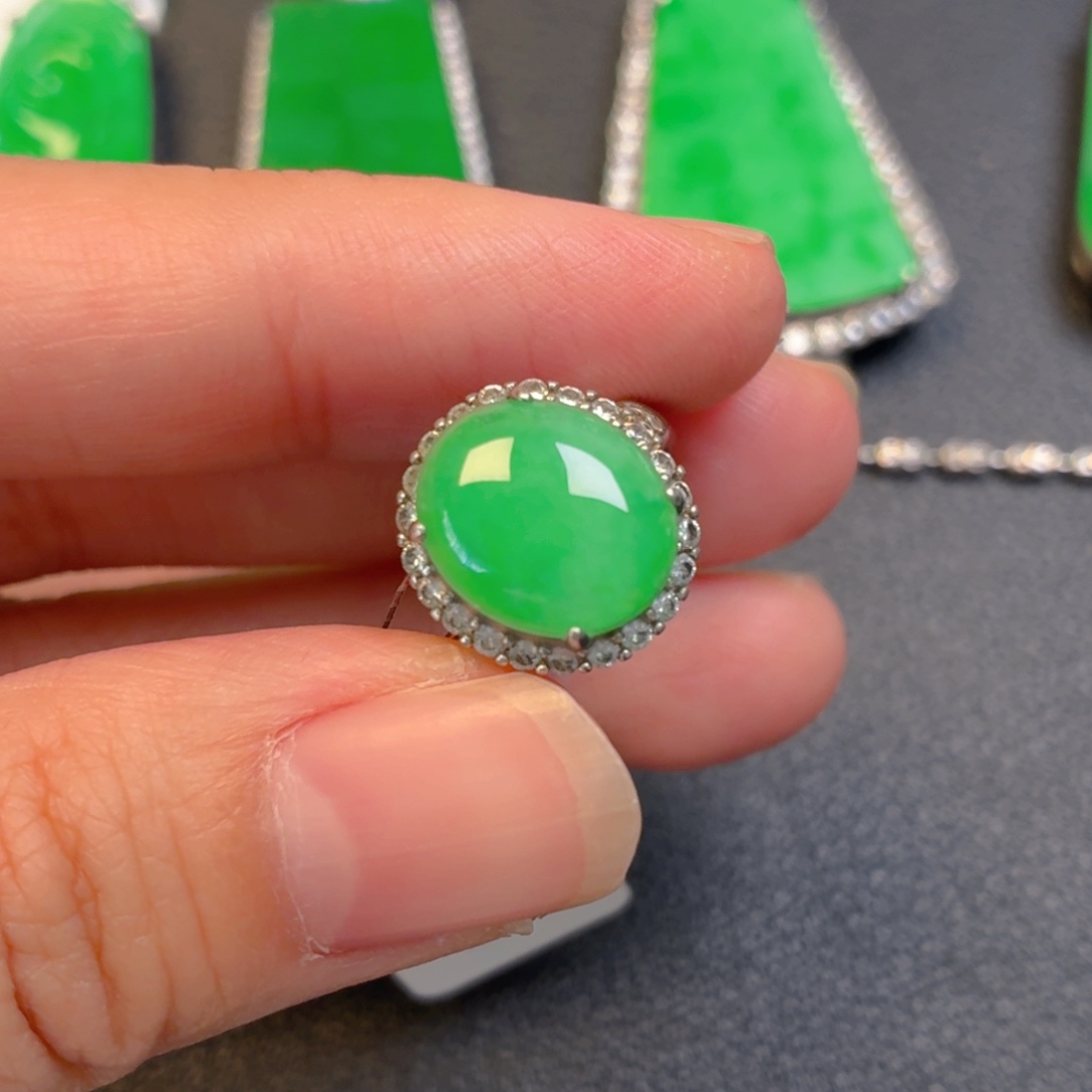 翡翠银S925镶嵌吊坠(不含链)戒指