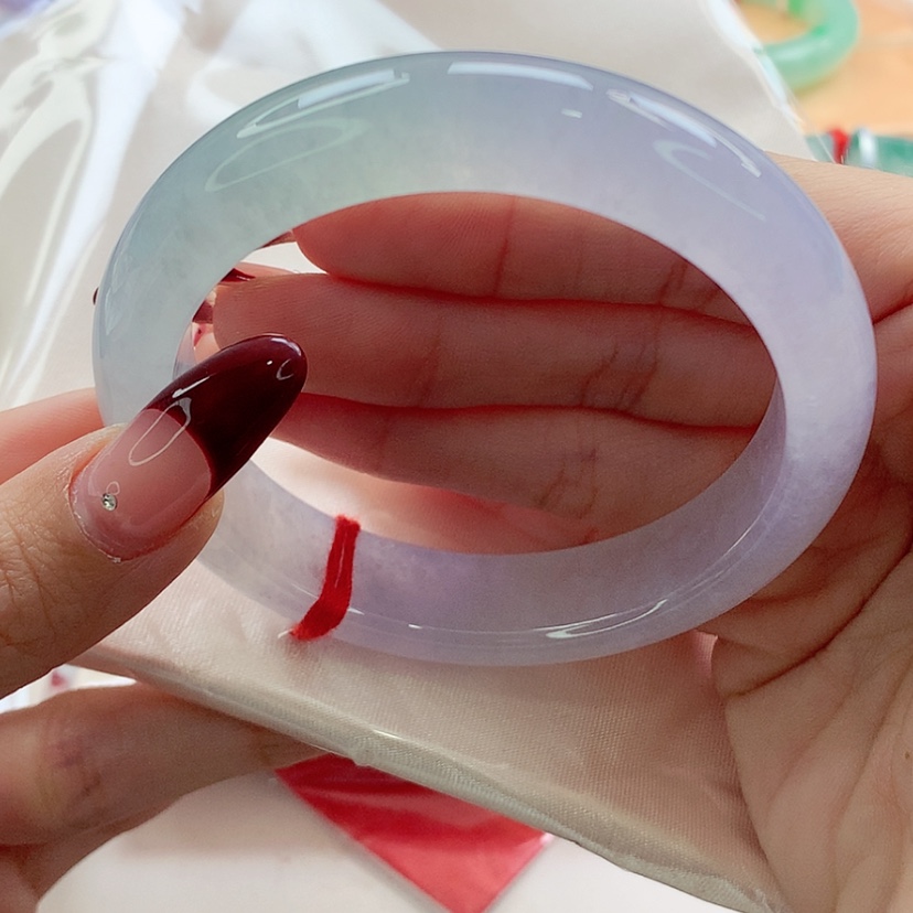 【闪购商品】翡翠手镯未镶嵌56.7 冰紫冰透双眼皮 灵