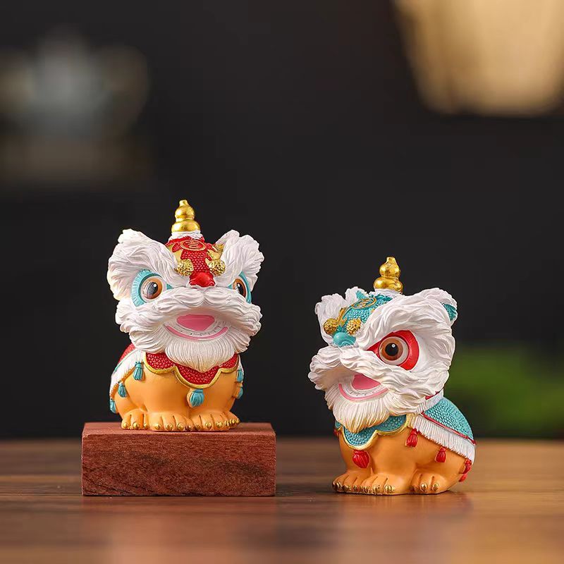 国潮舞狮醒狮摆件招财茶宠桌面装饰@@ZH2147