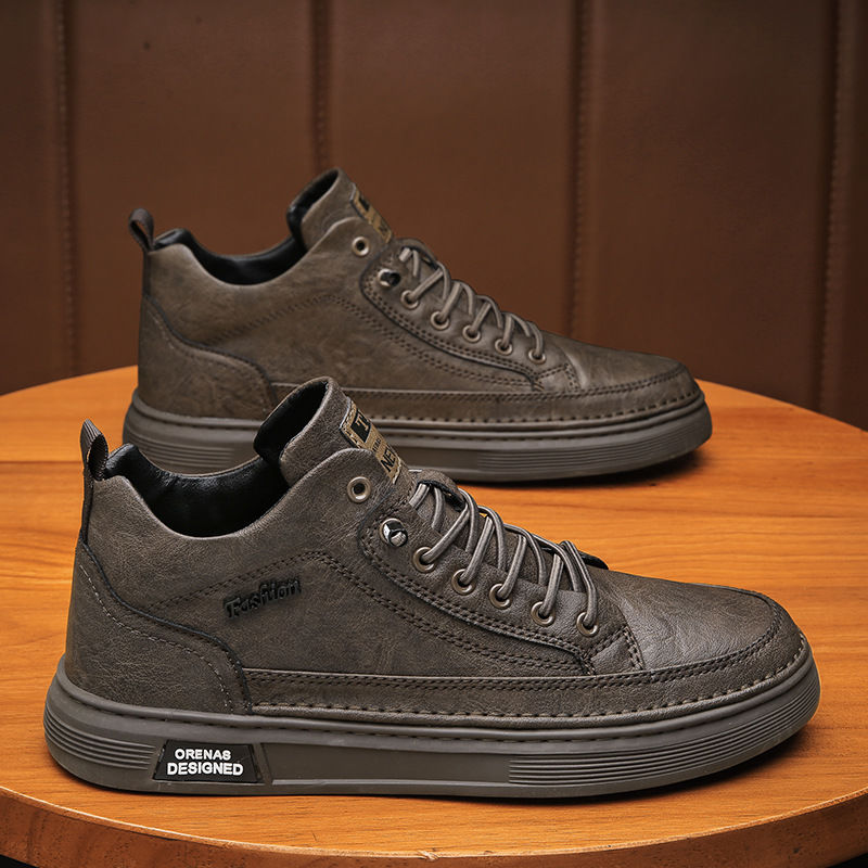 马丁靴男鞋秋季高帮复古英伦休闲皮鞋高级感工装靴一脚蹬5777