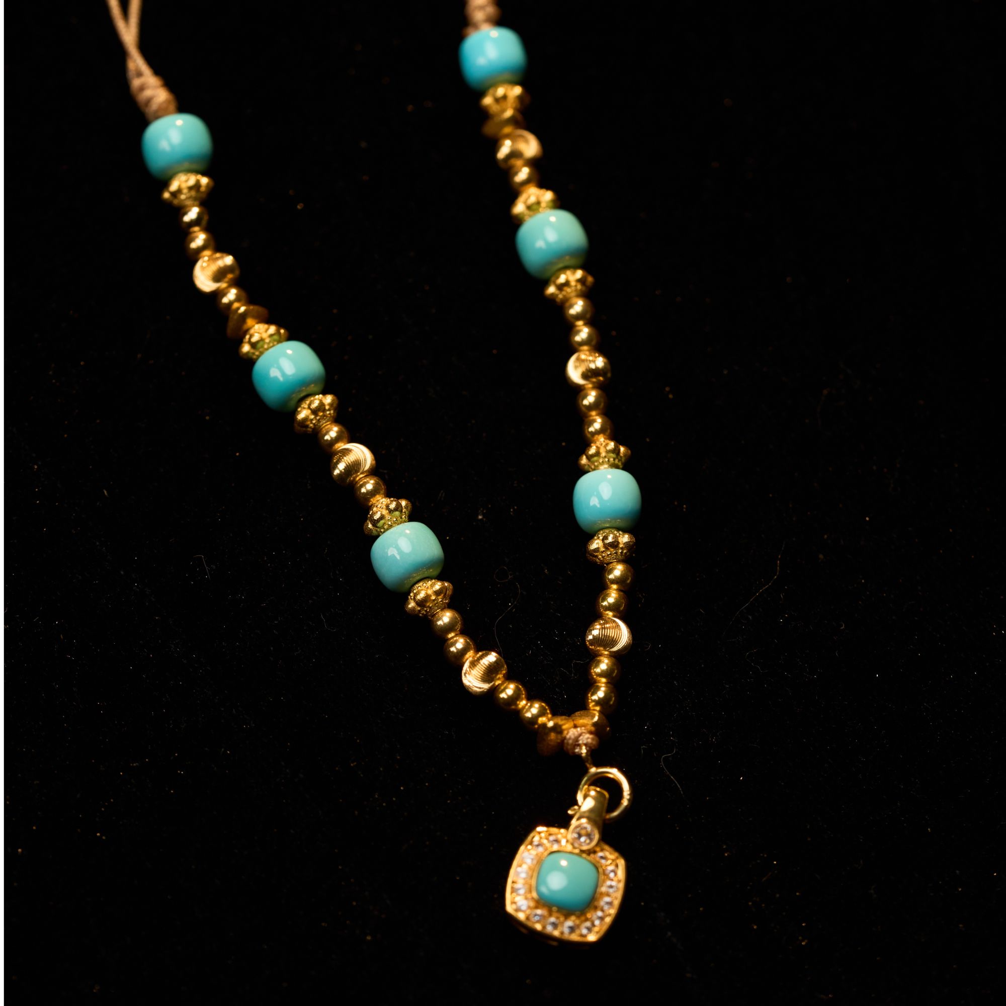 18k金手工编绳绿松项链毛衣链万能链