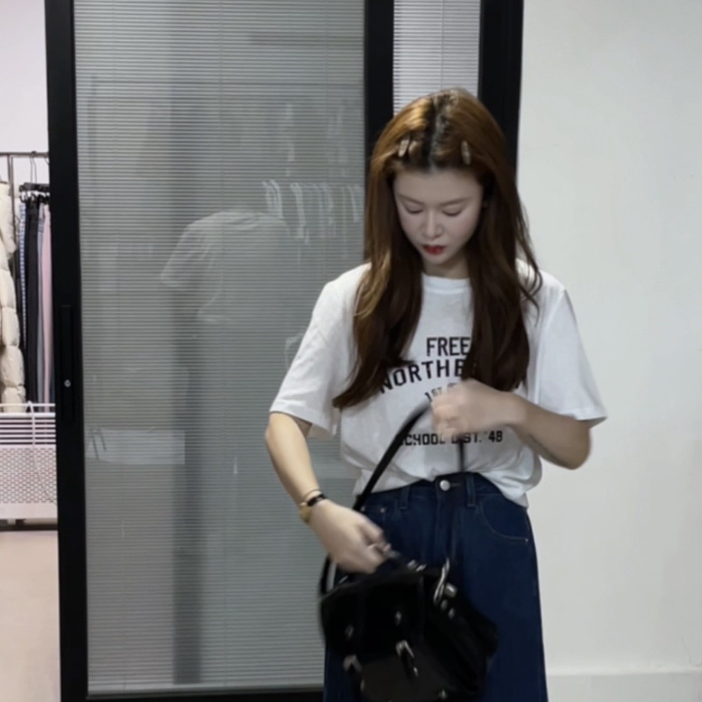 卡通企鹅字母印花短袖T N60