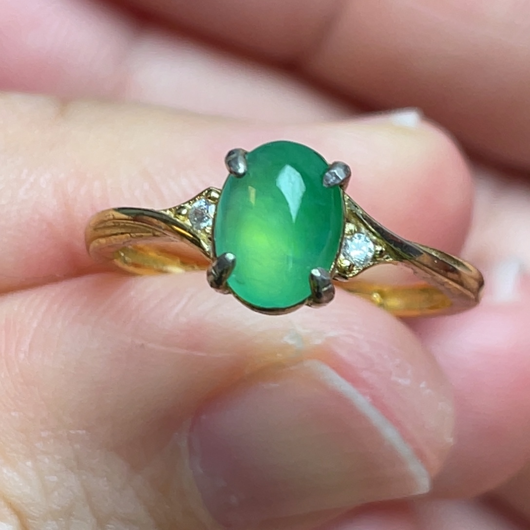 翡翠银S925镶嵌戒指纯天然缅甸翡翠A货