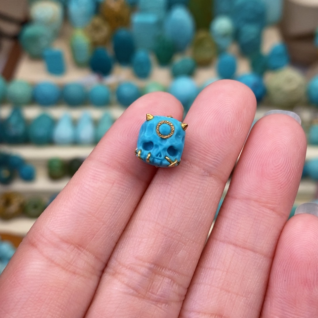 绿松石珠宝奇石未镶嵌9mm