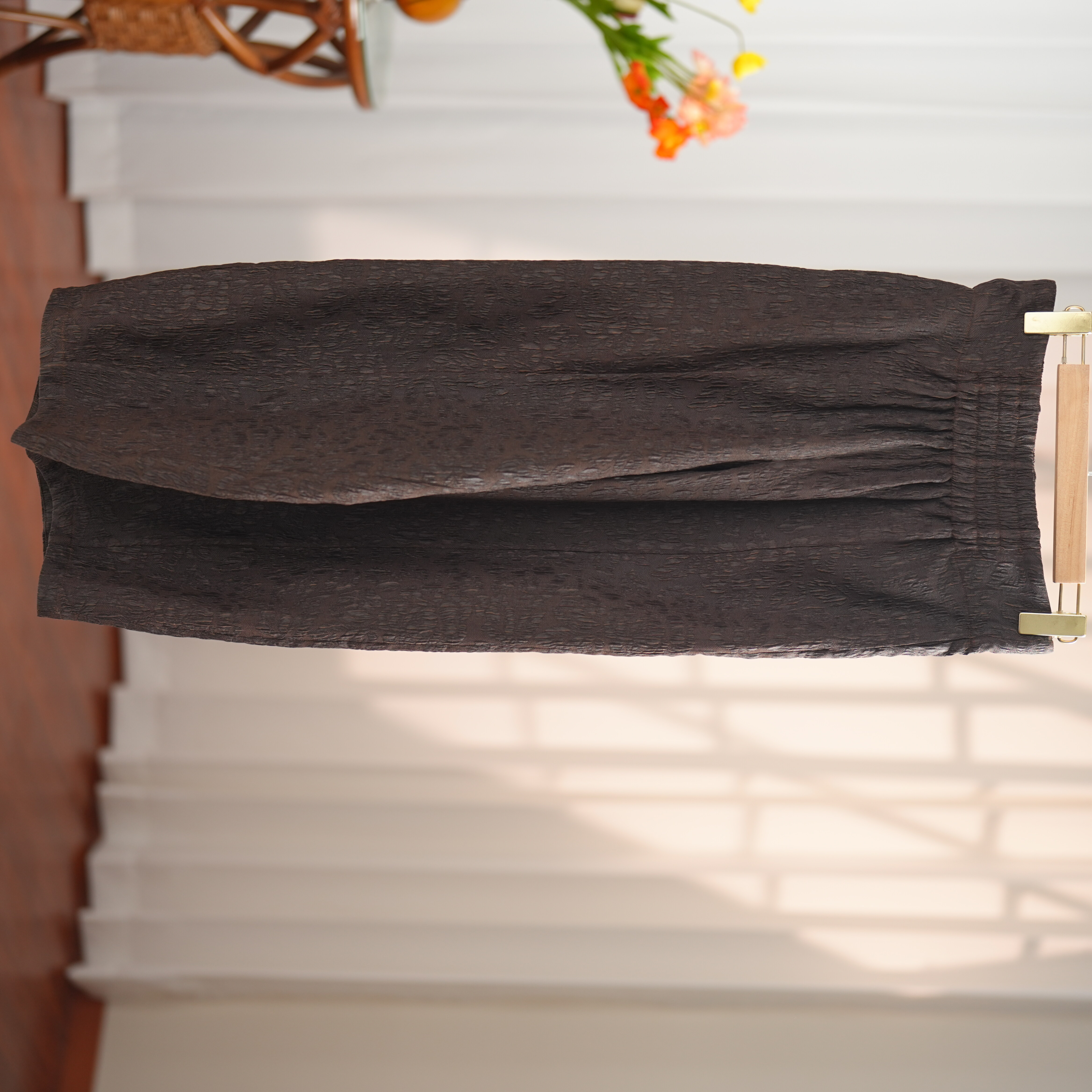 嘉瑞-250059新中式桑蚕丝香云纱冠乐皱裤子百搭宽松阔腿裤中国风