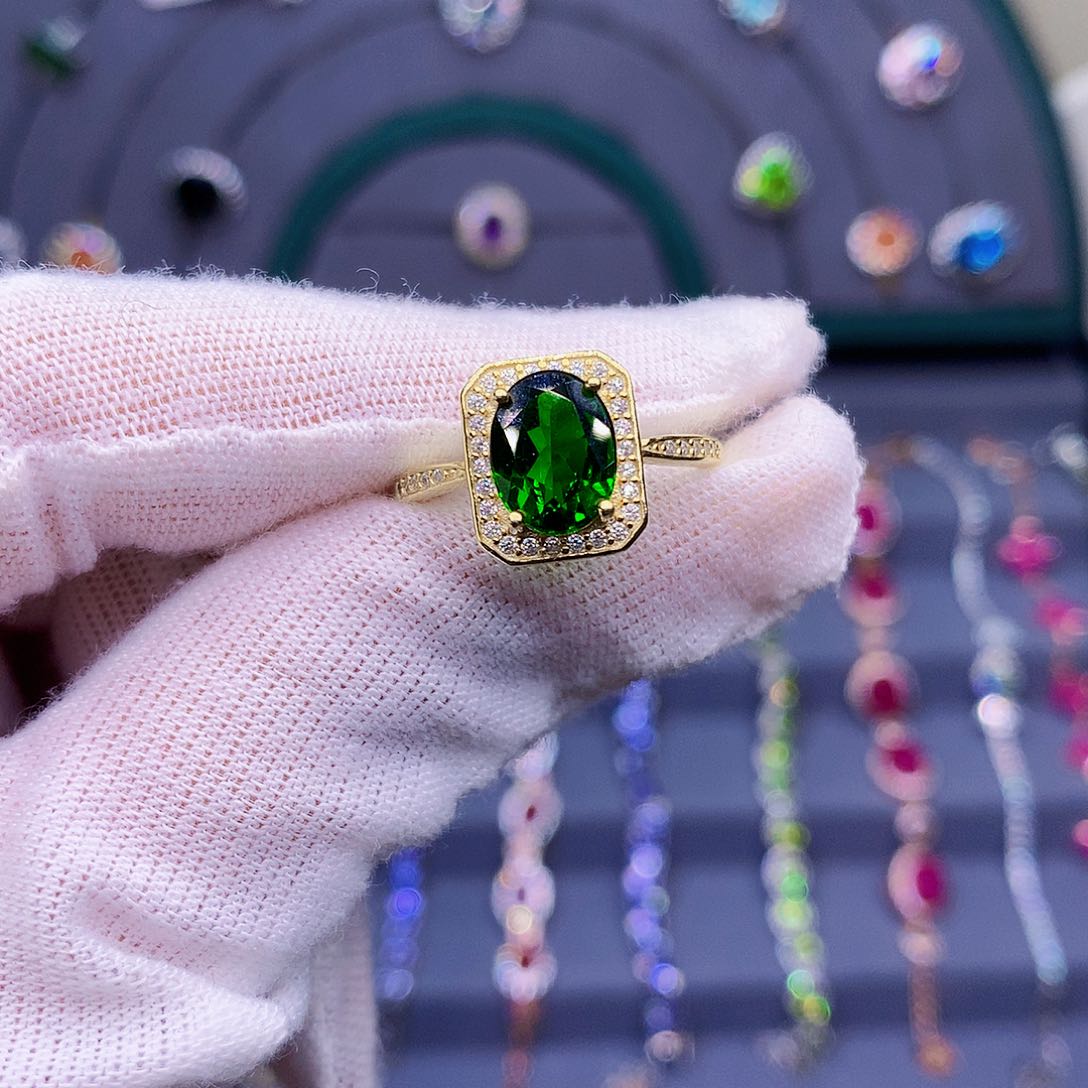 透辉石戒指银S925镶嵌