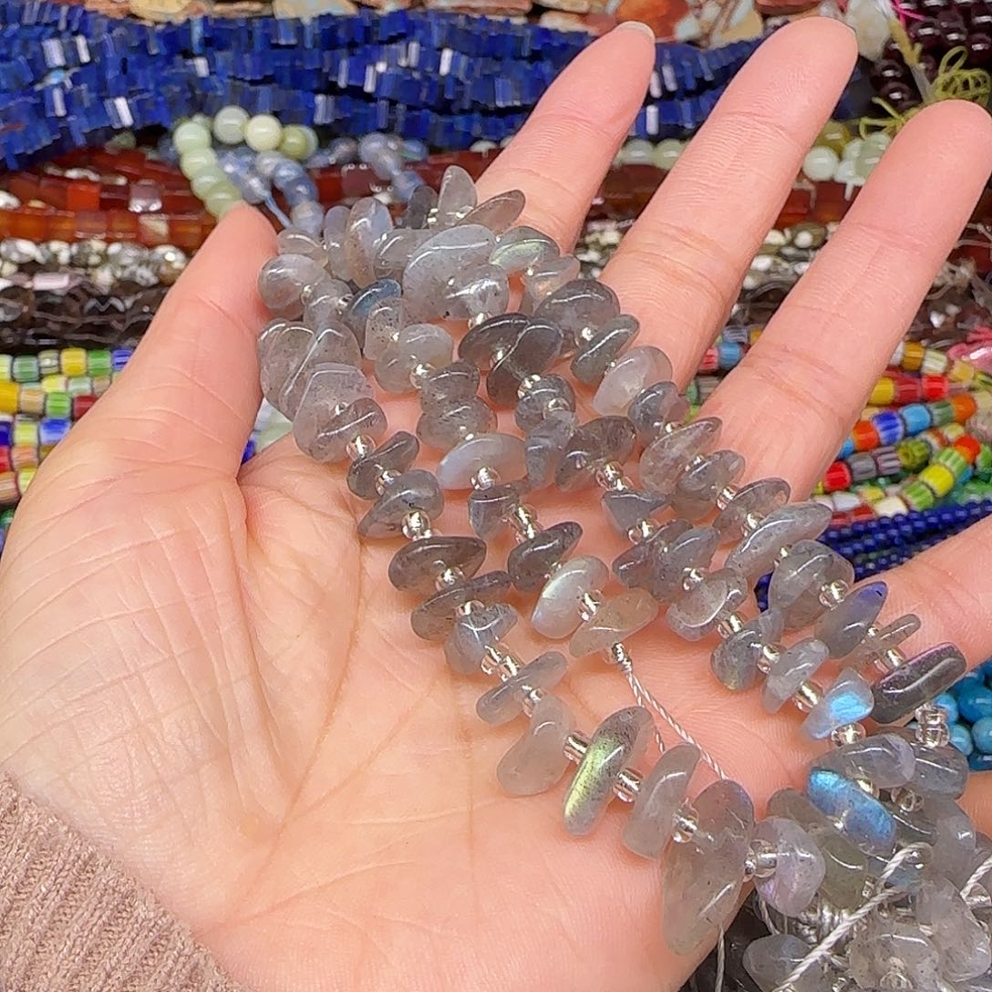 玛瑙/玉髓合金珠宝半成品拉长石8-10mm一条