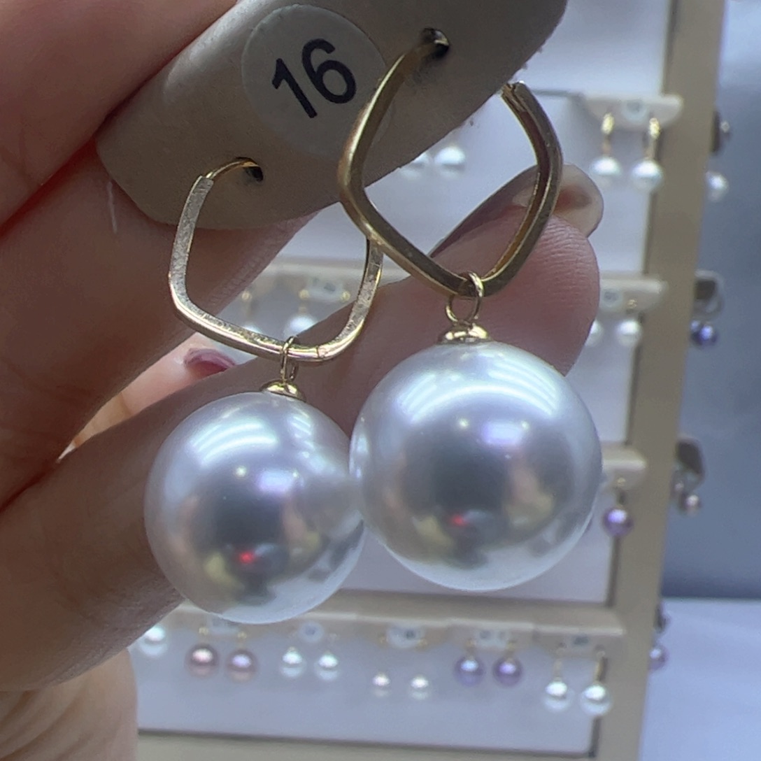 淡水珍珠耳饰18K金镶嵌