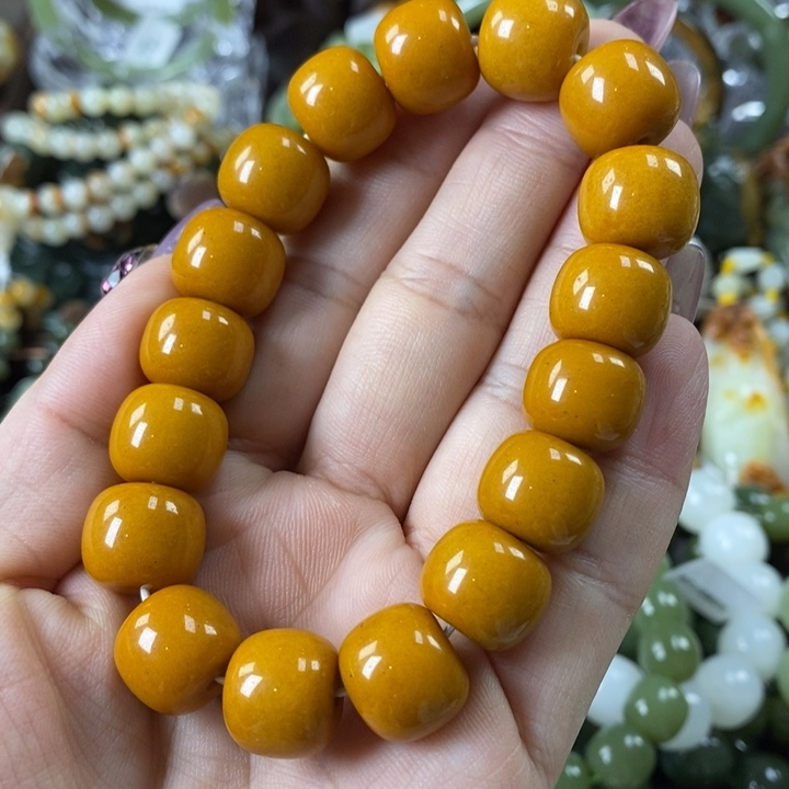 透闪石质玉手串卡14未镶嵌