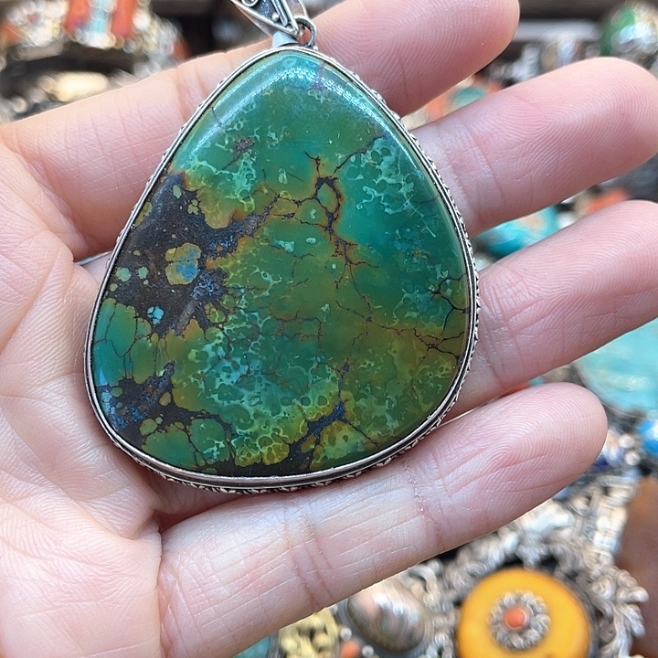 银S925镶嵌绿松石颈饰