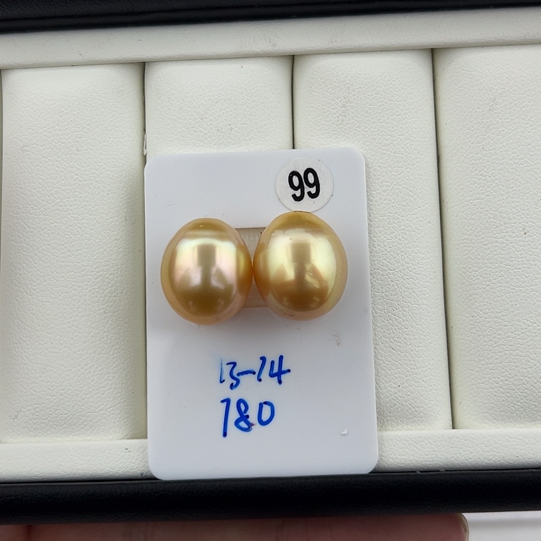 定制海水珍珠未镶嵌裸珠13-14 彩虹光