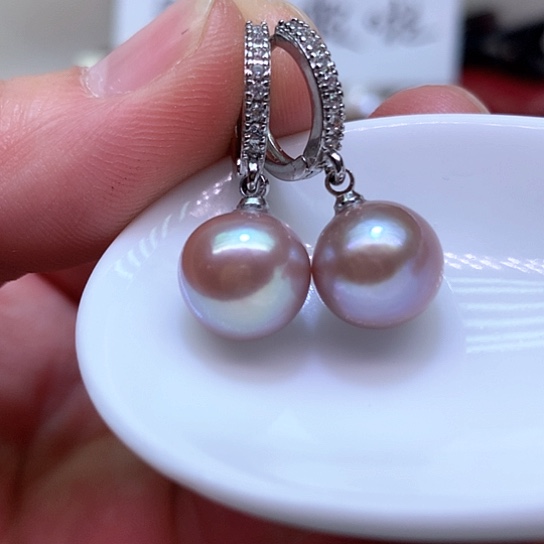 淡水珍珠耳饰银S925镶嵌