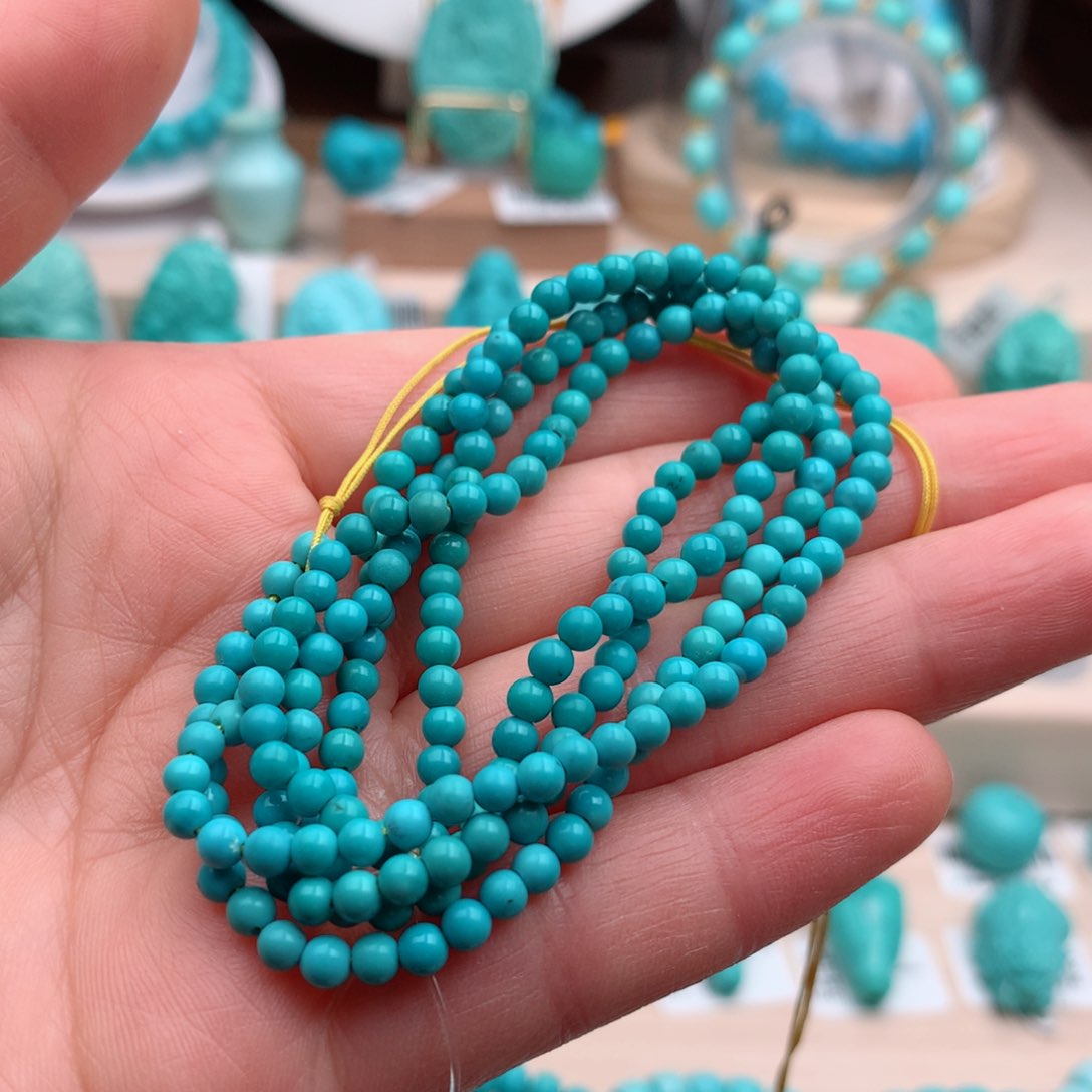 绿松石珠宝奇石未镶嵌3.4mm