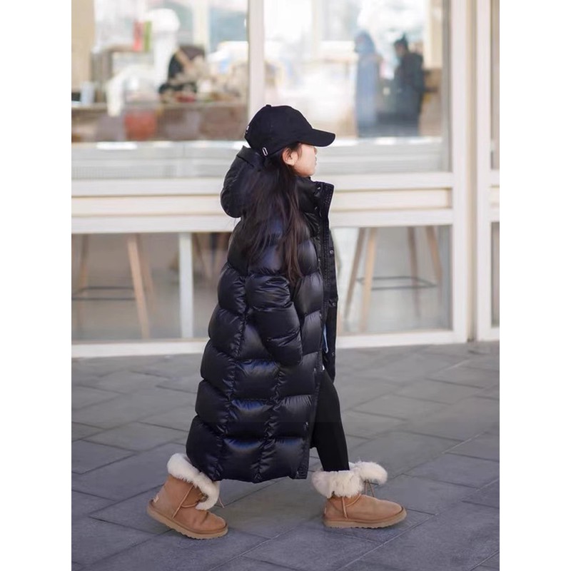 巴拉女童男童黑金羽绒棉服2025新款中长款冬装儿童女童加厚保暖