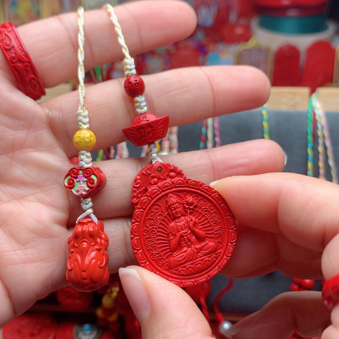 天然辰砂工艺品朱砂手机坠