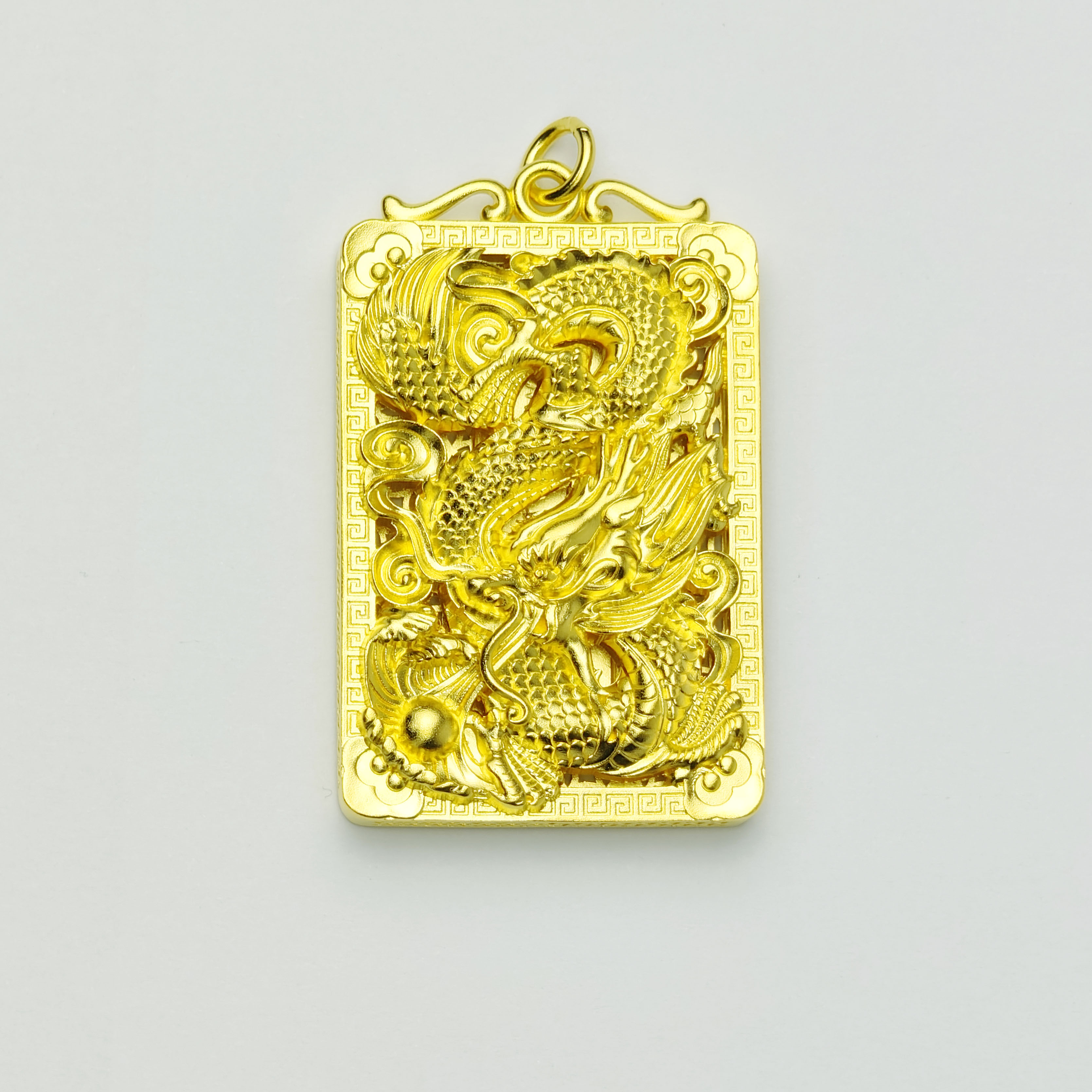 吊坠足银 足银999镂空龙行天下吊坠项链立体浮雕时尚大气精美男款