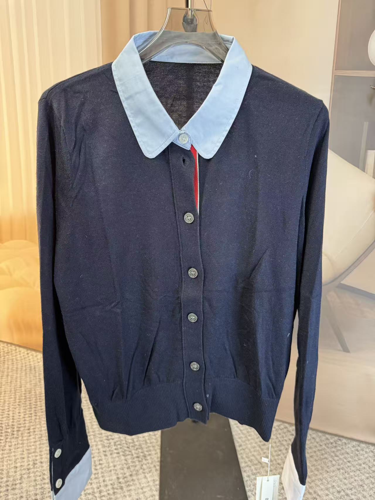 半月伊人高定款简约撞色polo衫9247