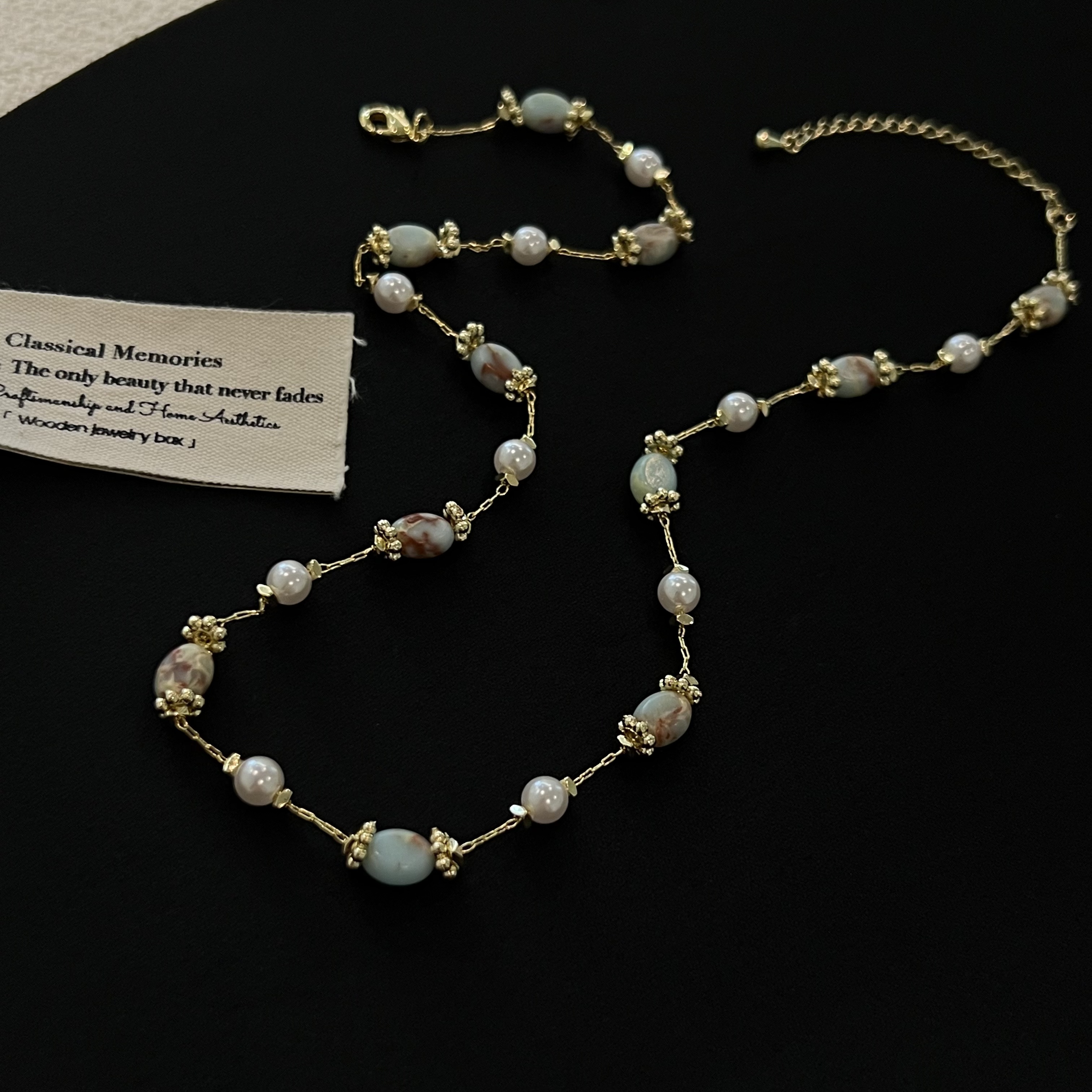 铜合金项链 潮流别致春季新款清新彩珠休闲项链8711