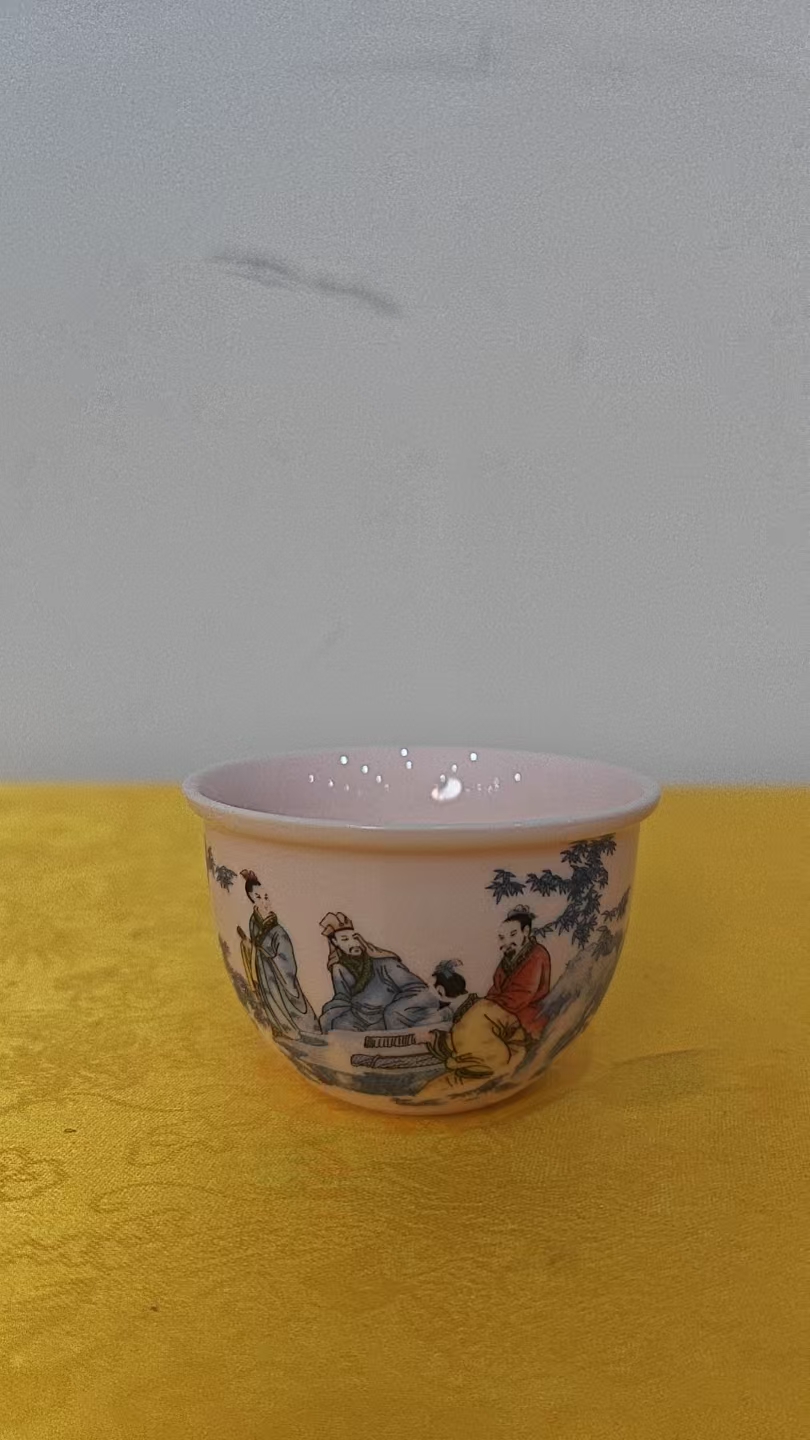 陶瓷红稀土竹林七贤主人杯