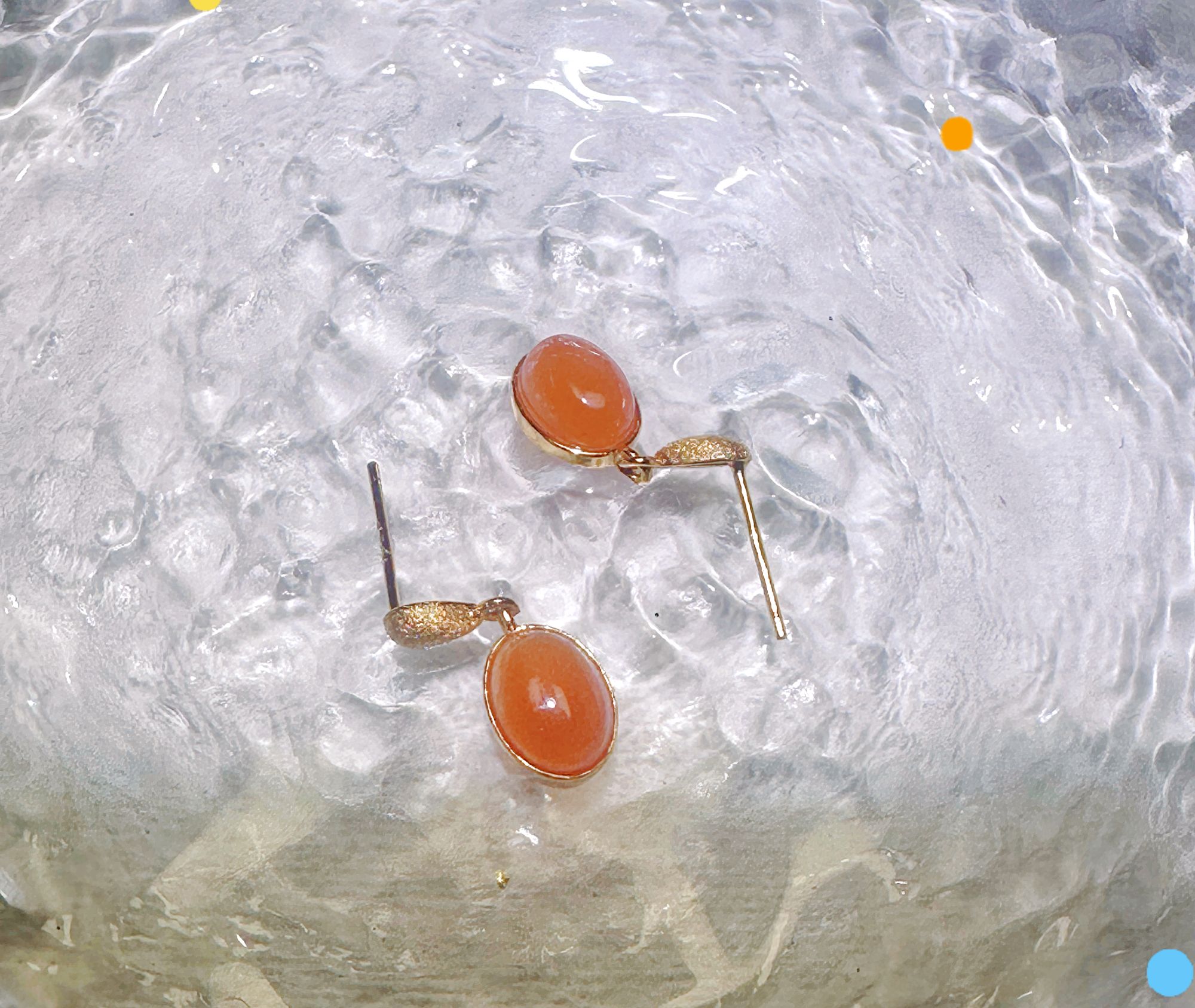 非金属陶瓷耳饰 【淋漓饰品】蛋面s925银针耳环女款时尚气质款