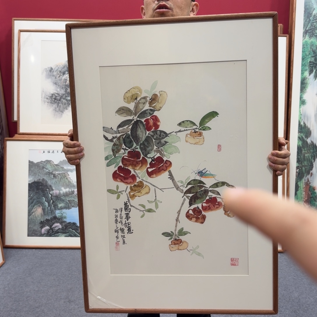 国画带框绘画90/60尺寸