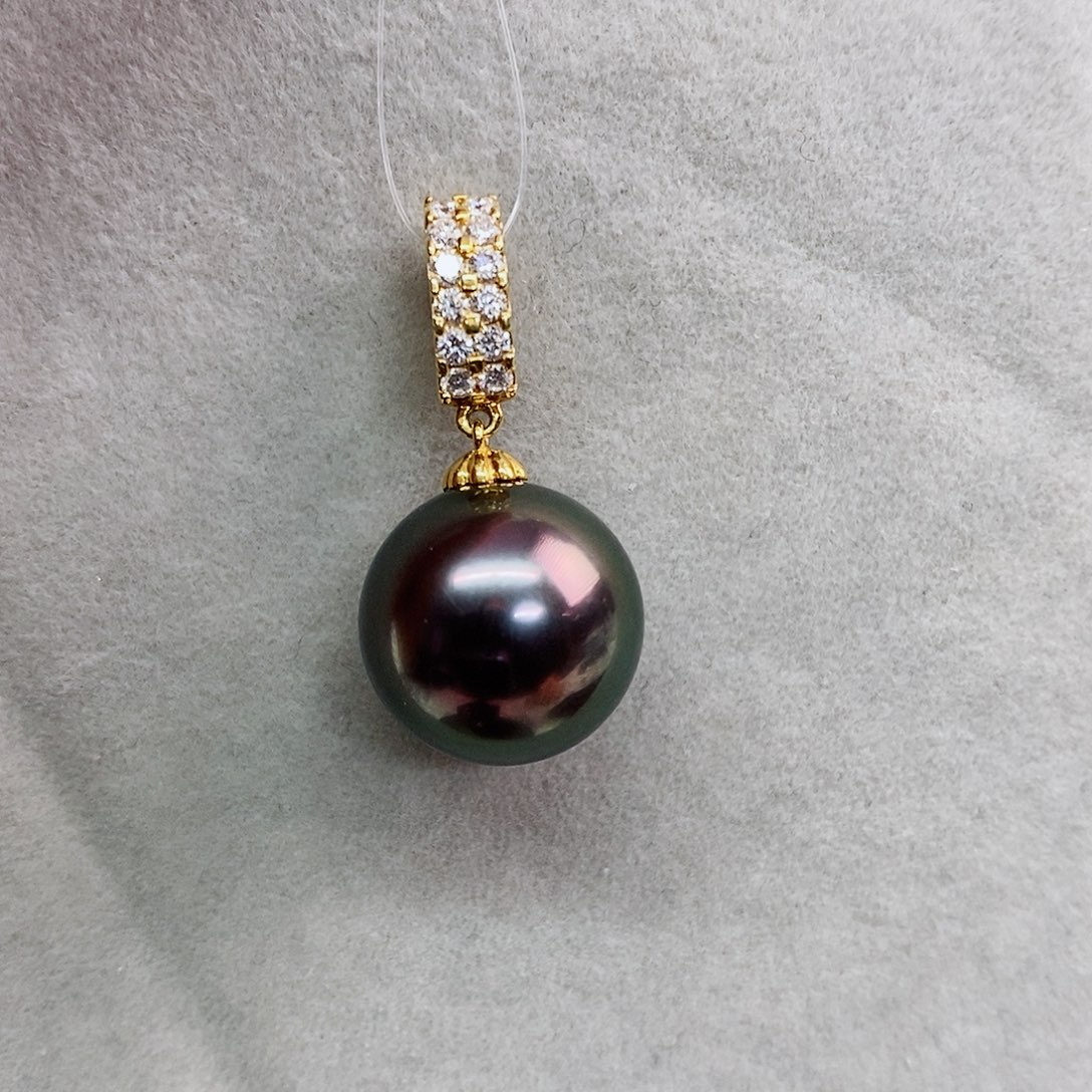 18K金镶嵌耳饰海水珍珠13-14