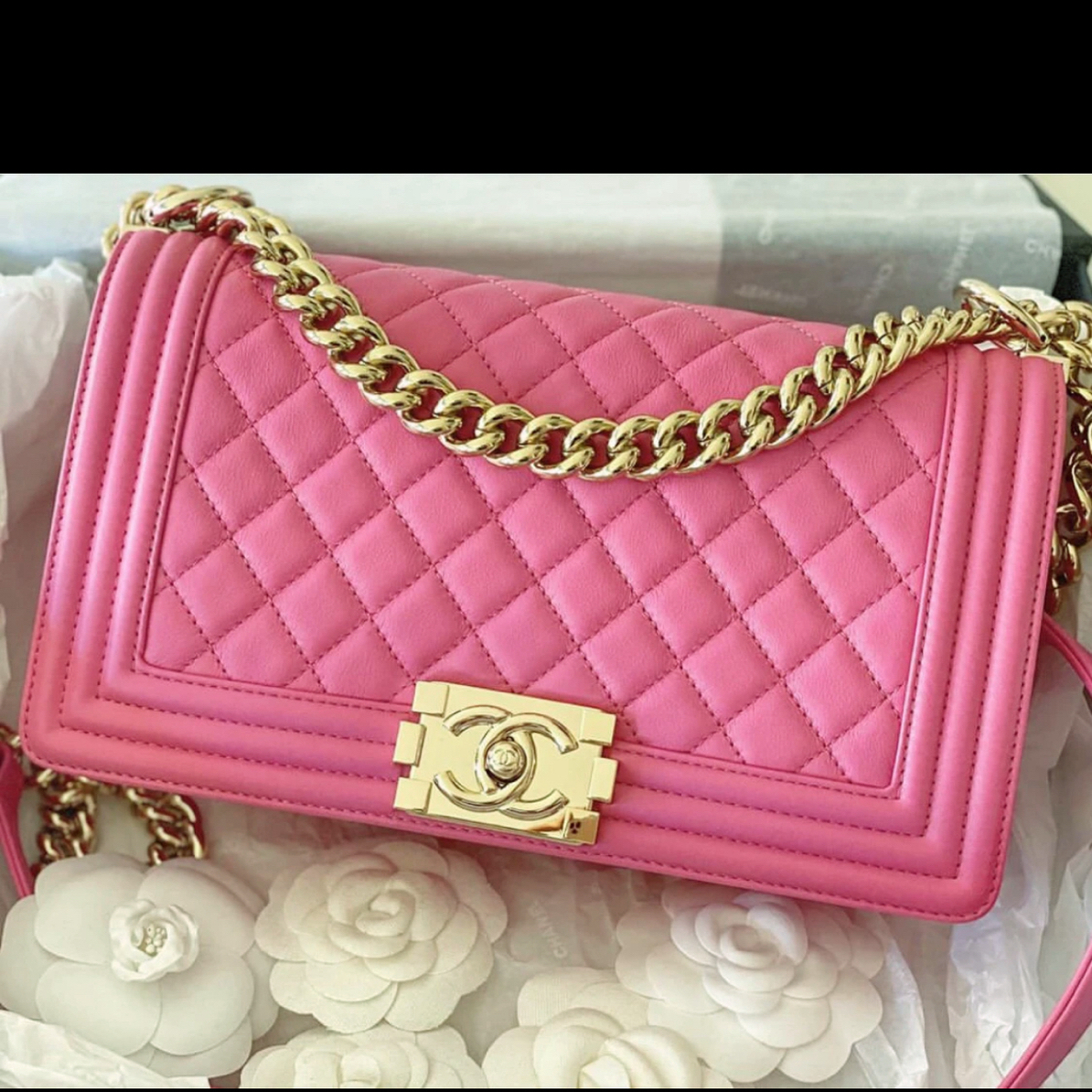 95新 Chanel/香奈儿 多多奢品/香奈儿中号金扣leboy斜挎包/98新
