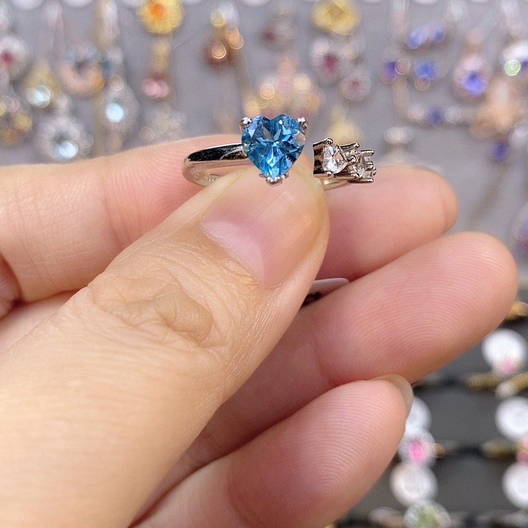 托帕石戒指银S925镶嵌