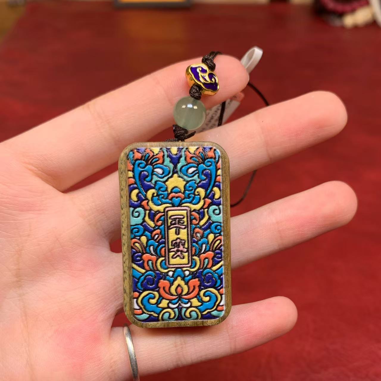 绿檀彩绘平安牌MK2158