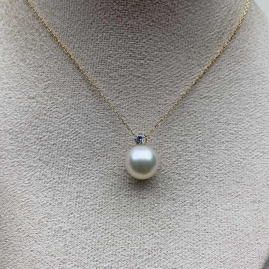 吊坠114送银链海水珍珠18K金镶嵌