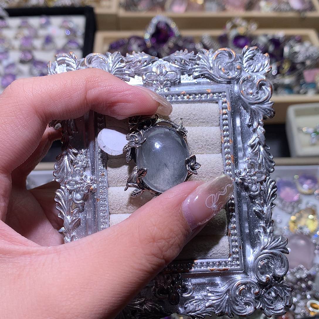 烧***吃银S925镶嵌颈饰芙蓉石