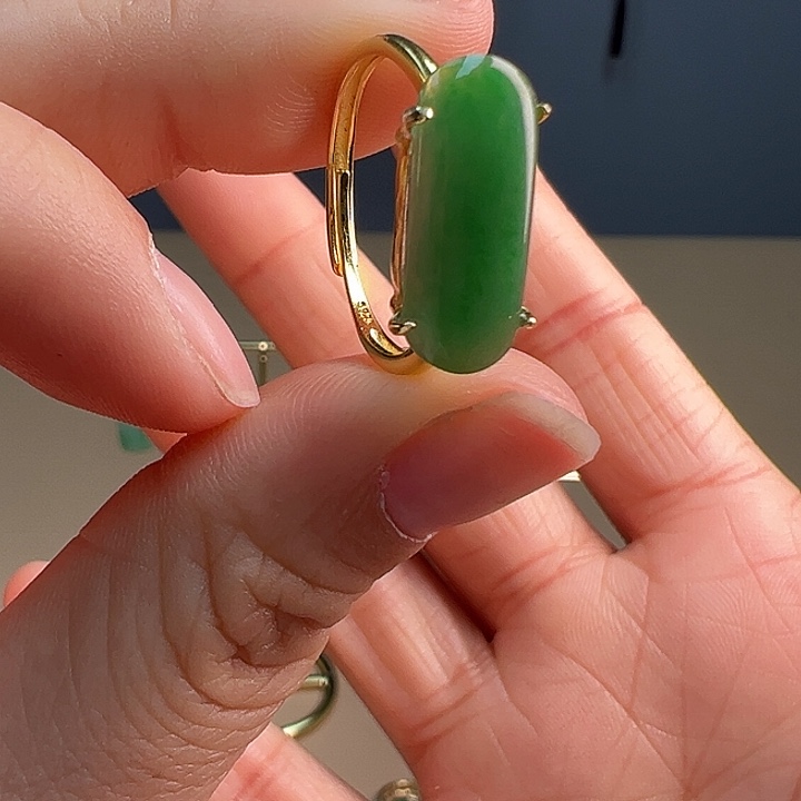 翡翠耳饰银S925镶嵌戒指