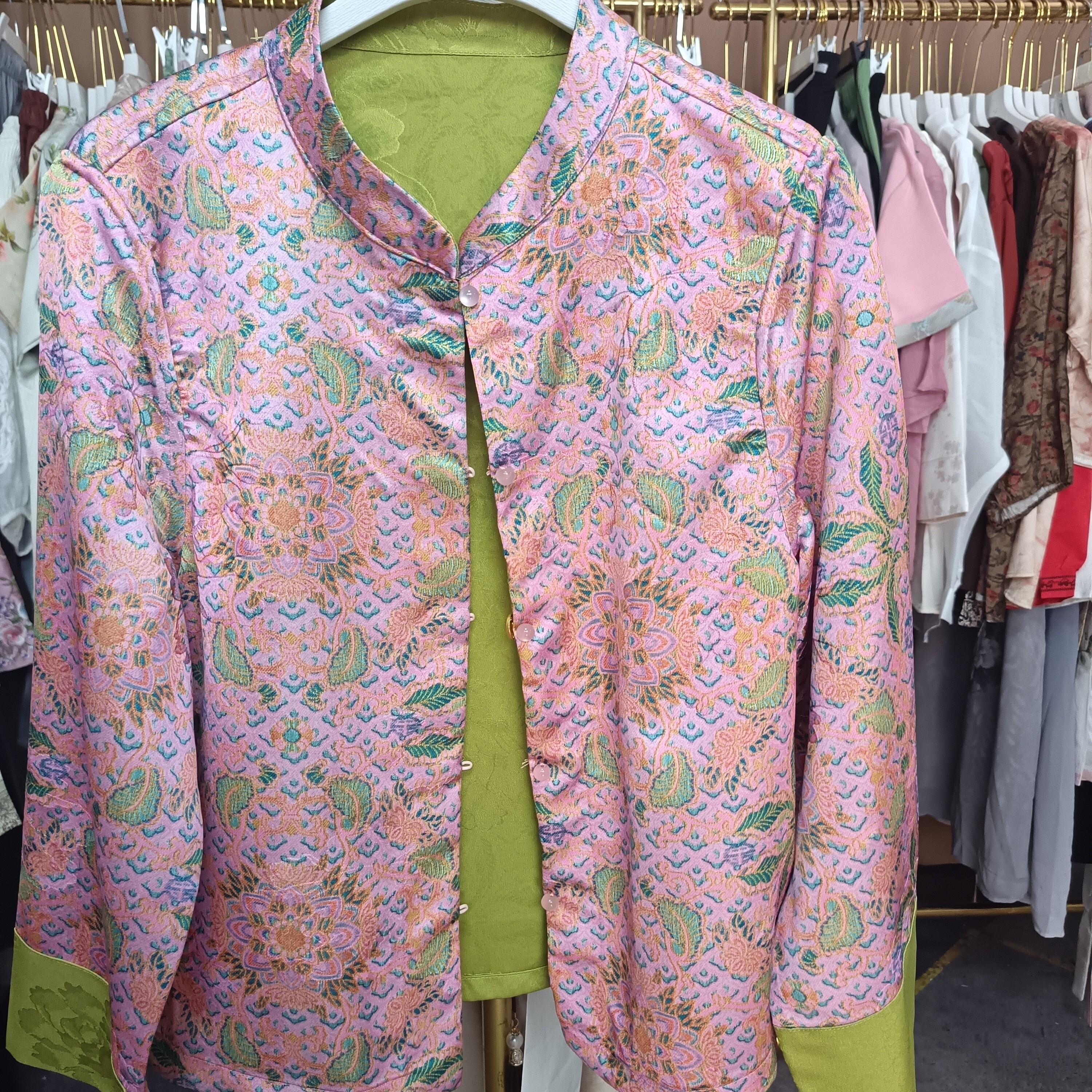 （双面双穿）薄款提花宽松型春季短外套女士花色休闲碎花开衫上衣