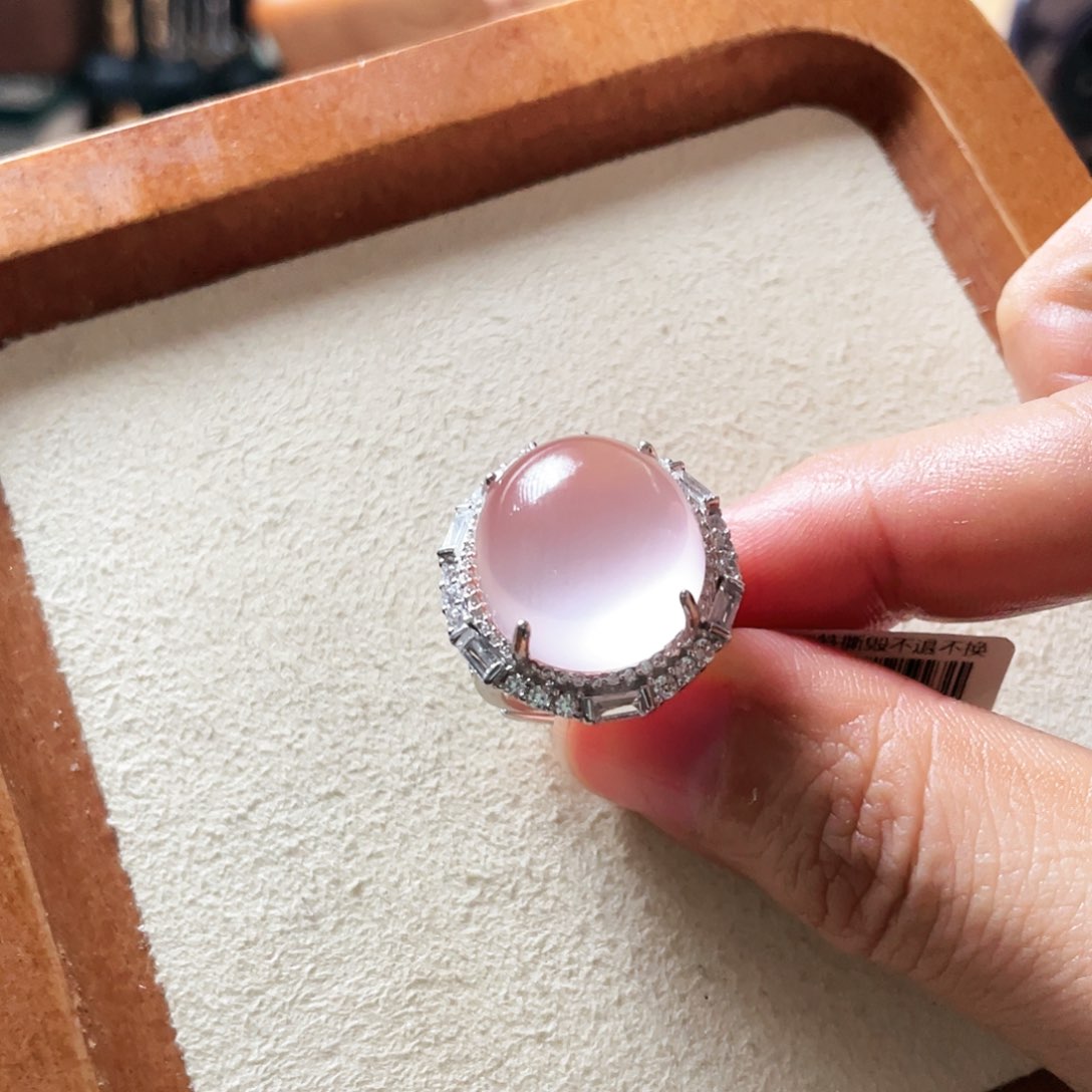 芙蓉石戒指银S925镶嵌