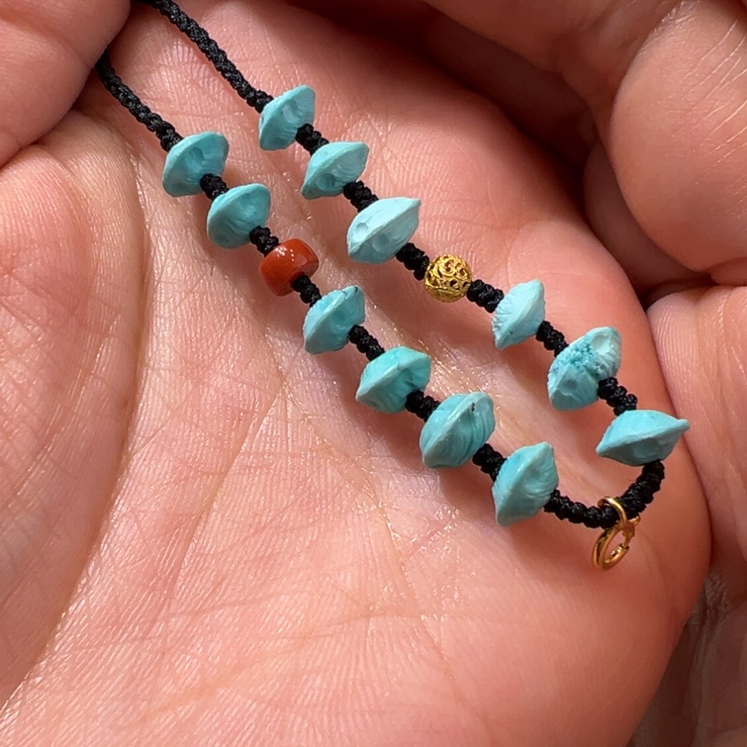 绿松石18K金镶嵌项链配件