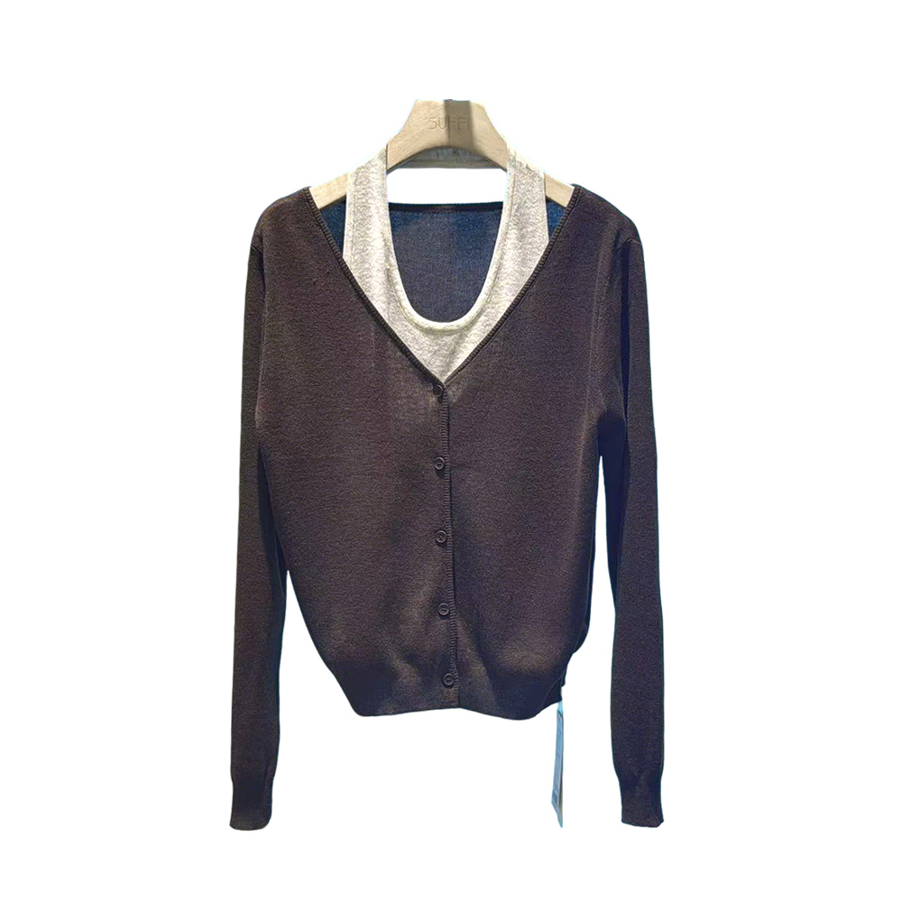 SUFEI/愫翡S53ZZ1179A 秋季新款简约拼接T恤衫 1179