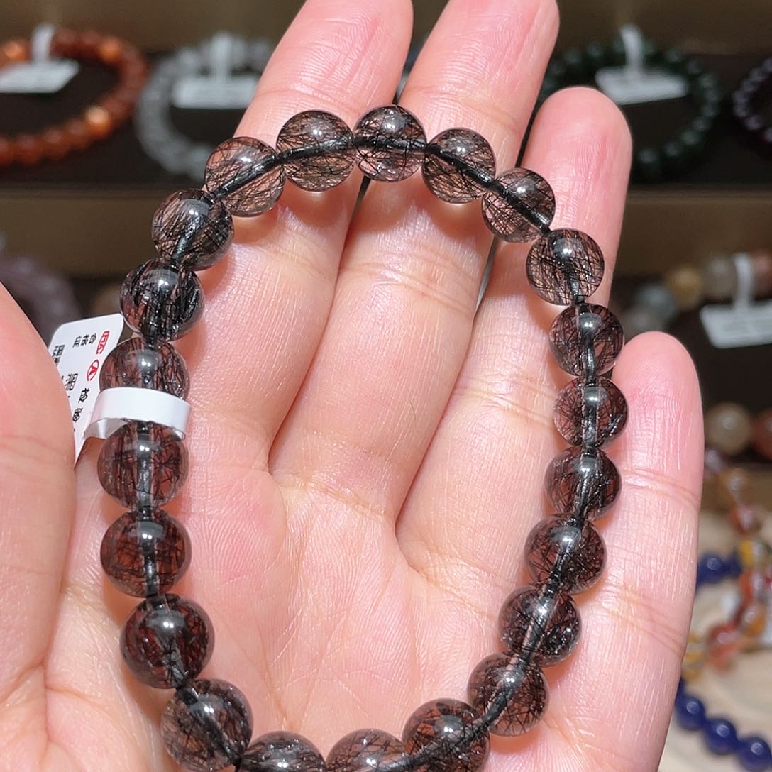 水晶手链未镶嵌黑发晶手链，晶体通透