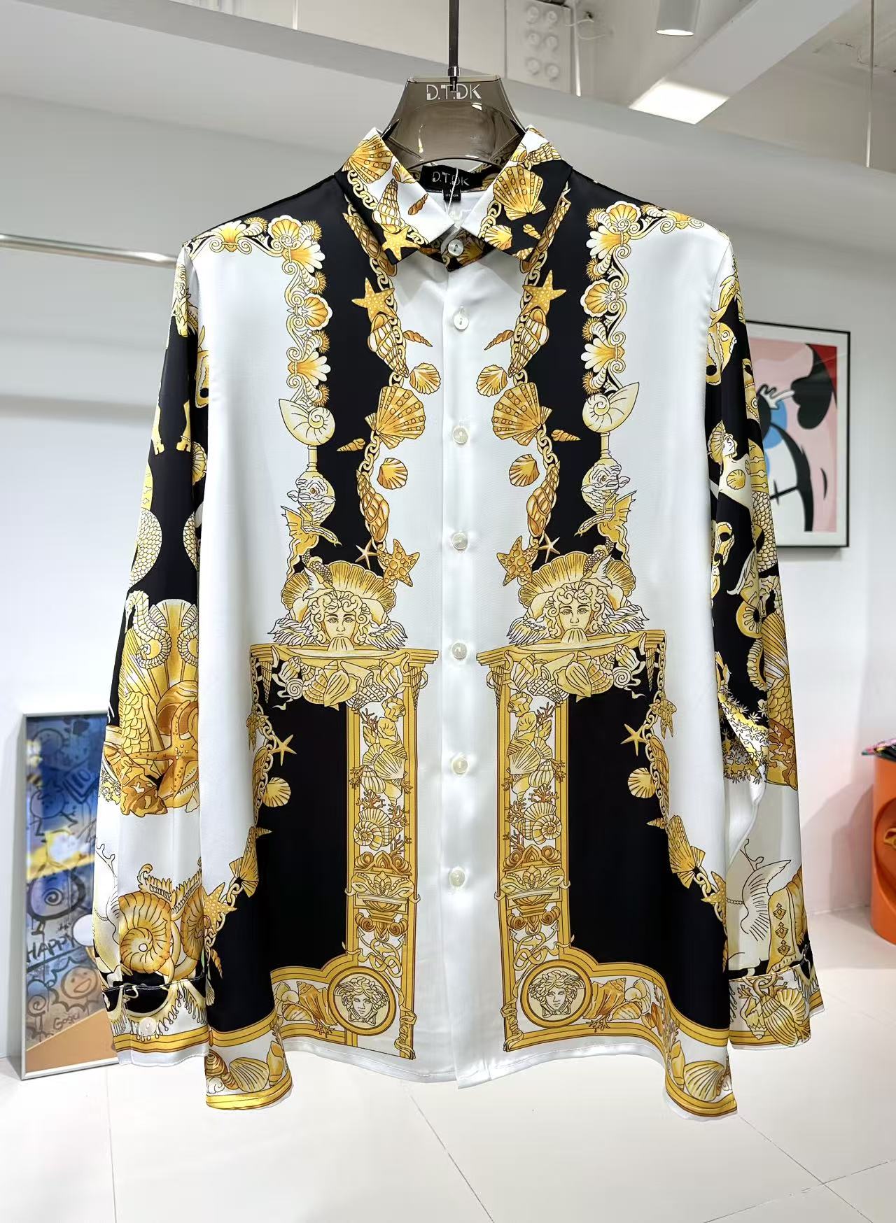 衬衫-玫瑰贡缎轻奢休闲网红时尚潮流帅气衬衫