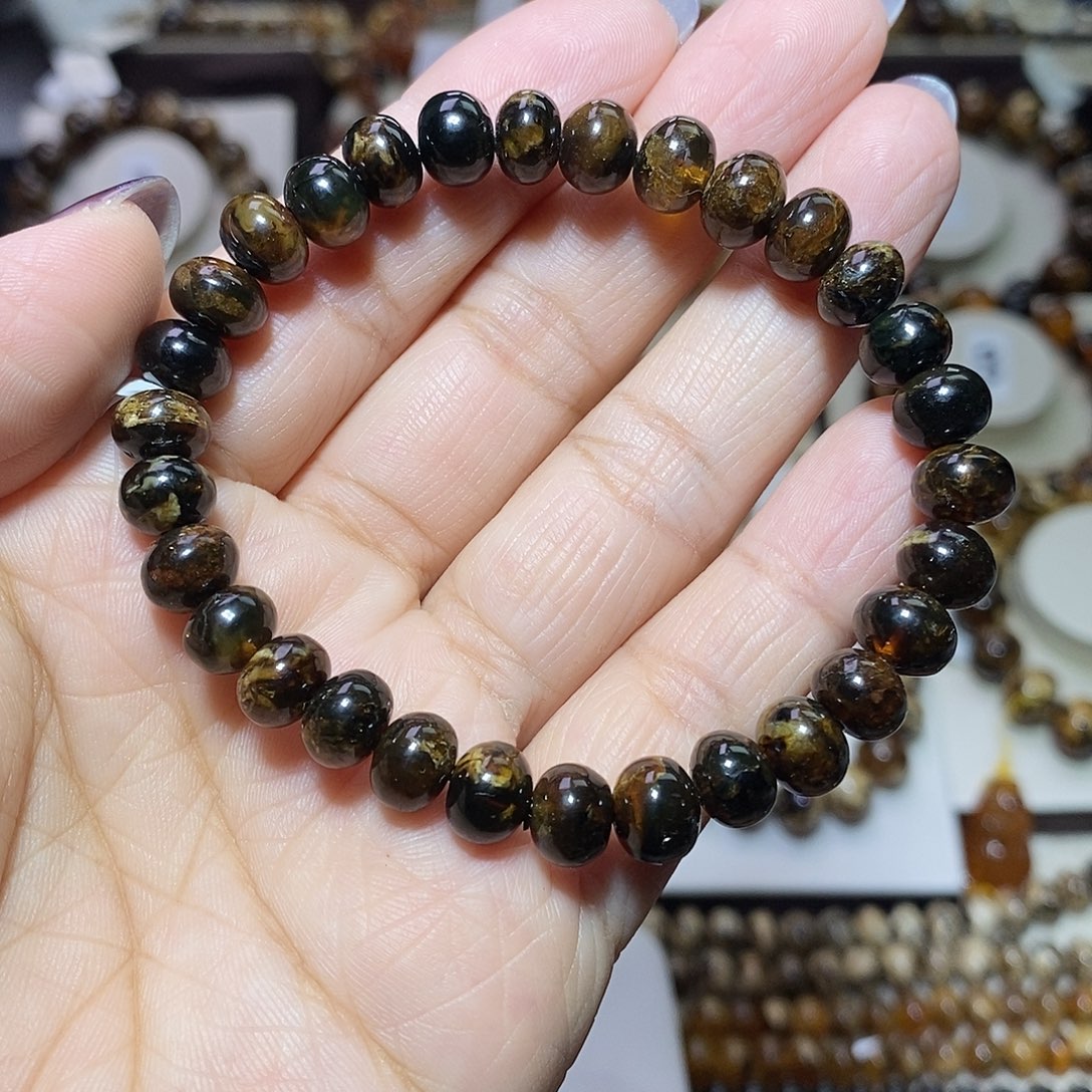 琥珀未镶嵌裸石黑金8m