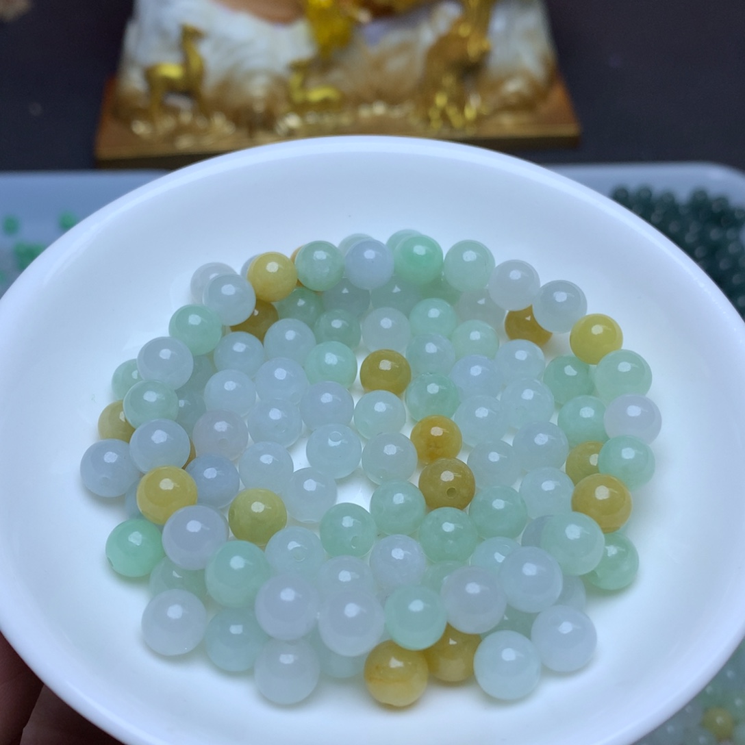 【闪购商品】翡翠手链未镶嵌卡7.3冰三彩10个