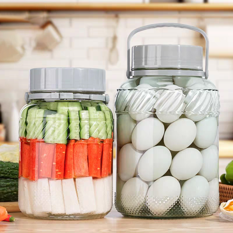 （小灰灰）喜碧泡酒罐玻璃加厚带提手密封罐腌菜泡菜坛子储物罐家用