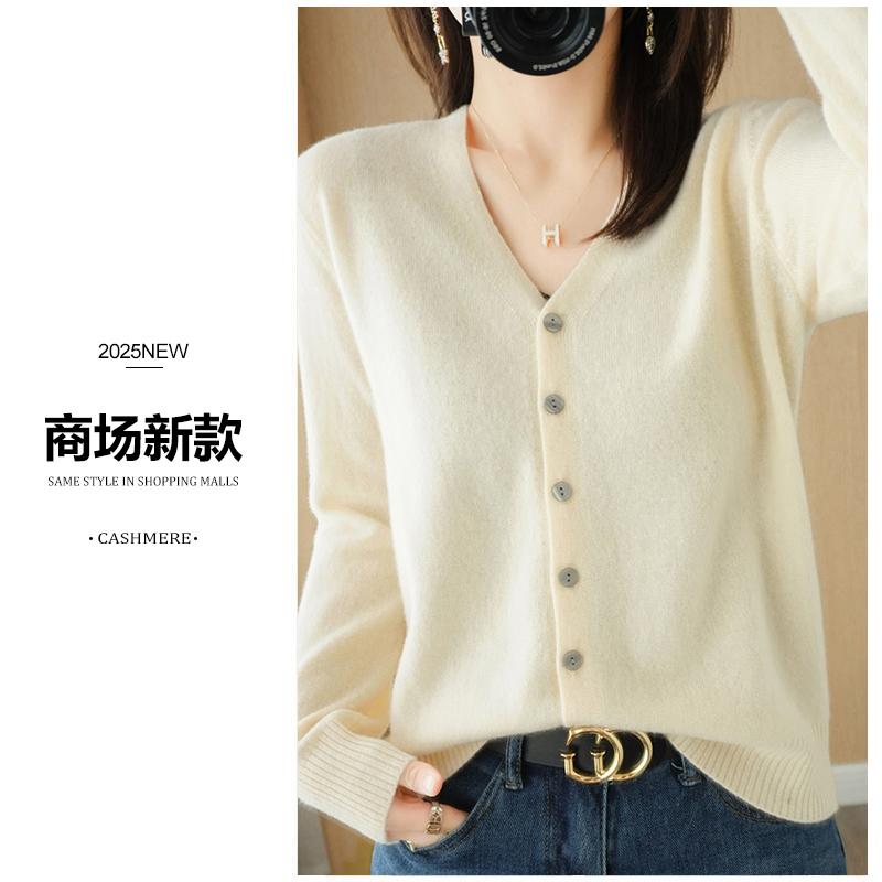 【100%羊毛】一线成衣~秋冬休闲气质百搭V领开衫PY285