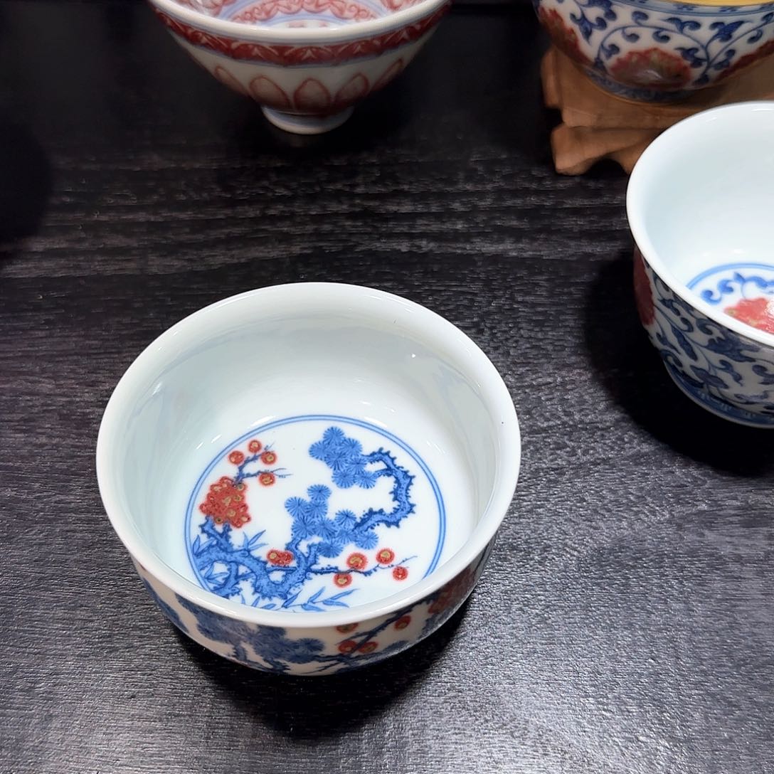 陶摆件松竹梅如是杯